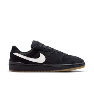 Nike SB Code 58 in Black/Summit White — '80s basketball-inspired, suede and mesh upper, cupsole construction, rubber pivot circle outsole, inner gore straps