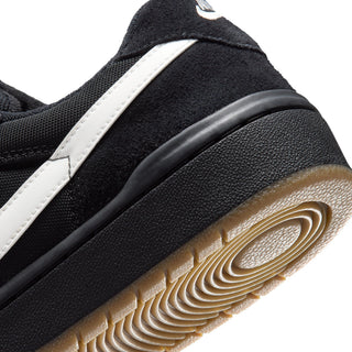 Nike SB Code 58 in Black/Summit White — '80s basketball-inspired, suede and mesh upper, cupsole construction, rubber pivot circle outsole, inner gore straps