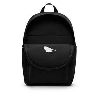 Nike SB Heritage Backpack in Black with embroidered logo and multiple storage compartments.