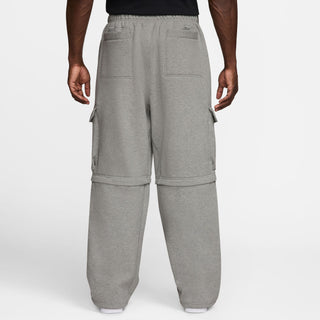 Nike SB Ishod Wair Cargo Skate Pants in Grey with heavyweight brushed fleece, built-in web belt, zip-off legs that convert to shorts, and zipper and hook-and-loop pocket closures