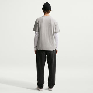 Nike SB Ishod Wair Loose Fit Skate Tee in Grey Heather, midweight cotton, roomy fit, ribbed collar.