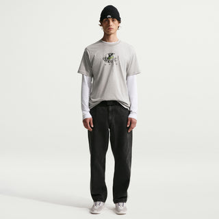 Nike SB Ishod Wair Loose Fit Skate Tee in Grey Heather, midweight cotton, roomy fit, ribbed collar.