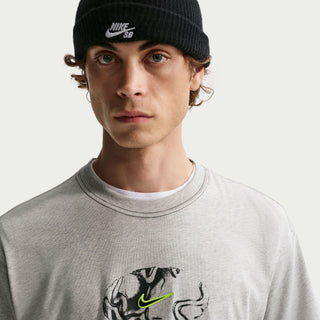 Nike SB Ishod Wair Loose Fit Skate Tee in Grey Heather, midweight cotton, roomy fit, ribbed collar.