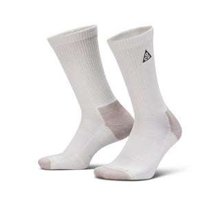 Nike ACG Everyday Elevated Crew Socks in Photon Dust/College Grey with ribbed cuffs, grey heel and toe panels, and a black ACG logo