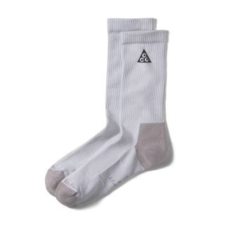 Nike ACG Everyday Elevated Crew Socks in Photon Dust/College Grey with ribbed cuffs, grey heel and toe panels, and a black ACG logo