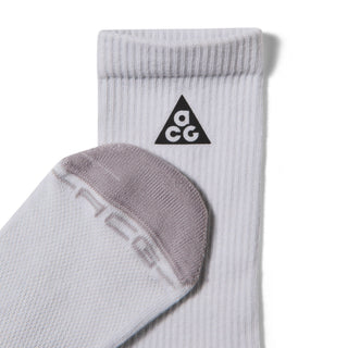 Nike ACG Everyday Elevated Crew Socks in Photon Dust/College Grey with ribbed cuffs, grey heel and toe panels, and a black ACG logo