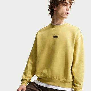 Nike SB Fleece Skate Crew sweatshirt in Buff Gold colorway with brushed fleece and silicone Nike SB graphic