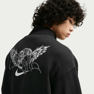 Nike SB Club 58 black half-zip fleece sweatshirt with adjustable hem and relaxed fit.