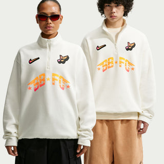Nike SB Club 58 sail half-zip fleece sweatshirt with adjustable hem and relaxed fit.