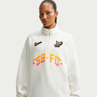 Nike SB Club 58 sail half-zip fleece sweatshirt with adjustable hem and relaxed fit.