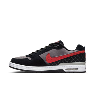 Nike SB Paul Rodriguez Zoom Air Low skate shoes in premium leather, black and white design, durable cupsole, rubber outsole.