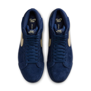 Pair of blue Nike sneakers on a white background