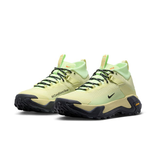 Nike ACG Zegama Hike Men's Hiking Shoes in Life Lime/DK Smoke Grey-Barely Volt — ZoomX foam midsole, Vibram® MegaGrip Traction Lug outsole, breathable textile upper, and heel strap for all-conditions trail performance.
