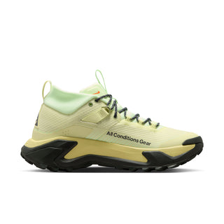 Nike ACG Zegama Hike Men's Hiking Shoes in Life Lime/DK Smoke Grey-Barely Volt — ZoomX foam midsole, Vibram® MegaGrip Traction Lug outsole, breathable textile upper, and heel strap for all-conditions trail performance.