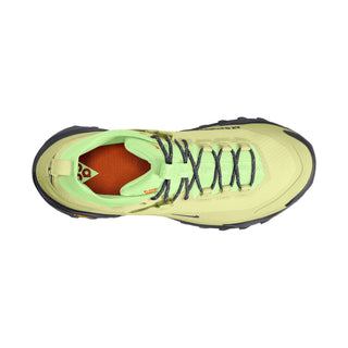 Nike ACG Zegama Hike Men's Hiking Shoes in Life Lime/DK Smoke Grey-Barely Volt — ZoomX foam midsole, Vibram® MegaGrip Traction Lug outsole, breathable textile upper, and heel strap for all-conditions trail performance. 