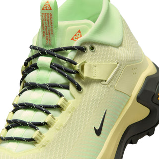 Nike ACG Zegama Hike Men's Hiking Shoes in Life Lime/DK Smoke Grey-Barely Volt — ZoomX foam midsole, Vibram® MegaGrip Traction Lug outsole, breathable textile upper, and heel strap for all-conditions trail performance.