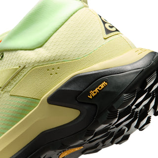 Nike ACG Zegama Hike Men's Hiking Shoes in Life Lime/DK Smoke Grey-Barely Volt — ZoomX foam midsole, Vibram® MegaGrip Traction Lug outsole, breathable textile upper, and heel strap for all-conditions trail performance.