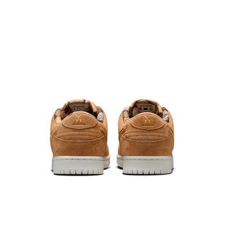 Nike SB Dunk Low Brew and Biscuits with flax and honeycomb tones, low-top silhouette, and classic color blocking design.
