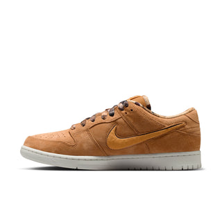 Nike SB Dunk Low Brew and Biscuits with flax and honeycomb tones, low-top silhouette, and classic color blocking design.
