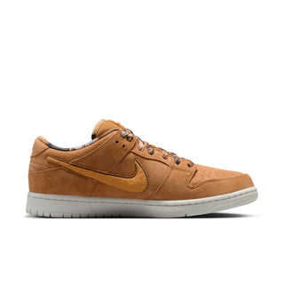Nike SB Dunk Low Brew and Biscuits with flax and honeycomb tones, low-top silhouette, and classic color blocking design.
