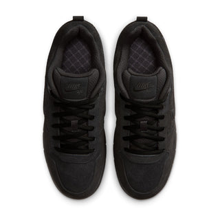 Nike SB Paul Rodriguez Zoom Air Low skate shoes in Black/Black, leather upper with quilted panels, rounded toebox cupsole construction, Air Zoom cushioning with impact plate, gum rubber outsole, inspired by original 2005 Paul Rodriguez signature silhouette