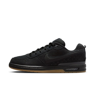 Nike SB Paul Rodriguez Zoom Air Low skate shoes in Black/Black, leather upper with quilted panels, rounded toebox cupsole construction, Air Zoom cushioning with impact plate, gum rubber outsole, inspired by original 2005 Paul Rodriguez signature silhouette