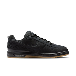 Nike SB Paul Rodriguez Zoom Air Low skate shoes in Black/Black, leather upper with quilted panels, rounded toebox cupsole construction, Air Zoom cushioning with impact plate, gum rubber outsole, inspired by original 2005 Paul Rodriguez signature silhouette