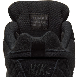 Nike SB Paul Rodriguez Zoom Air Low skate shoes in Black/Black, leather upper with quilted panels, rounded toebox cupsole construction, Air Zoom cushioning with impact plate, gum rubber outsole, inspired by original 2005 Paul Rodriguez signature silhouette