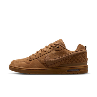Nike SB Paul Rodriguez Zoom Air Low in Lt British Tan/Lt British Tan — P-Rod signature cupsole skate shoe with premium leather upper, Air Zoom cushioning, semi-translucent outsole with impact plate