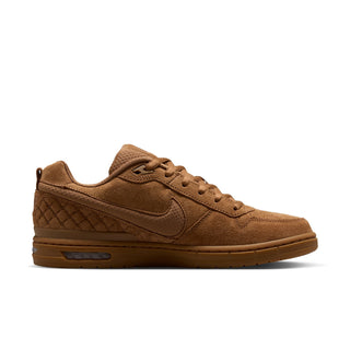 Nike SB Paul Rodriguez Zoom Air Low in Lt British Tan/Lt British Tan — P-Rod signature cupsole skate shoe with premium leather upper, Air Zoom cushioning, semi-translucent outsole with impact plate