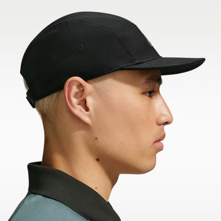 Nike SB Unstructured Skate Cap in Black — heavyweight 100% cotton, 5-panel design, adjustable webbed strap, embroidered eyelets, low-profile athletic fit