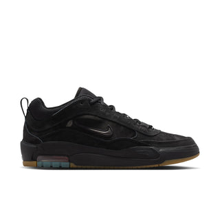 Nike SB Air Max Ishod skate shoes in Black/Black colorway with exposed Nike Air and herringbone outsole pattern