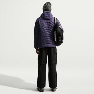 Nike ACG Lava Flow Therma-FIT ADV Hooded Jacket in Grey — PrimaLoft® insulated, water-repellent, packable hooded jacket with ACG triangle carabiner, bungee waist, two-way zipper, and brushed collar lining