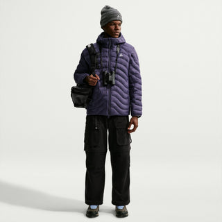 Nike ACG Lava Flow Therma-FIT ADV Hooded Jacket in Grey — PrimaLoft® insulated, water-repellent, packable hooded jacket with ACG triangle carabiner, bungee waist, two-way zipper, and brushed collar lining