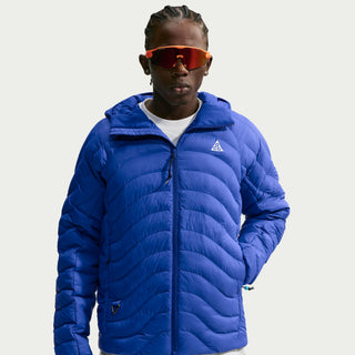 Nike ACG Lava Flow Therma-FIT ADV Hooded Jacket in Old Royal/Summit White — PrimaLoft® insulated, water-repellent, packable hooded jacket with ACG triangle carabiner, bungee waist, two-way zipper, and brushed collar lining