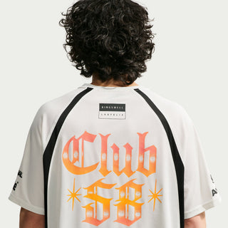 Nike SB Skate Jersey in Sail and Black with Club 58 soccer-inspired design.