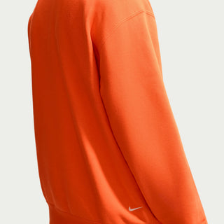 Nike ACG Tuff Fleece Men's Dri-FIT Crew-Neck Sweatshirt in Safety Orange/White — unbrushed French Terry fleece, roomy fit, moisture-wicking