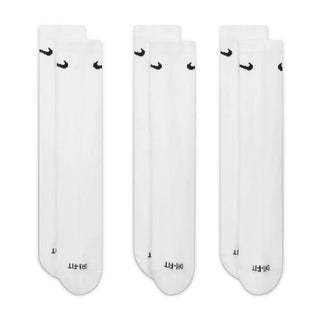 Nike Everyday Plus white crew socks with extra cushioning and breathable fabric.