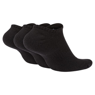 Nike SB Everyday Cushioned No-Show Training Socks 3-Pack in Black with Dri-FIT technology, thick terry sole, and ribbed arch band for comfort and support