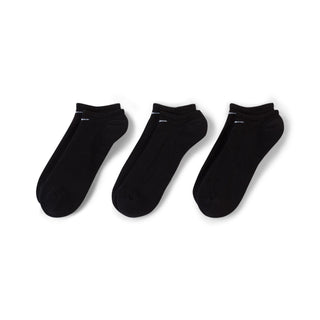 Nike SB Everyday Cushioned No-Show Training Socks 3-Pack in Black with Dri-FIT technology, thick terry sole, and ribbed arch band for comfort and support