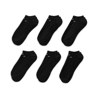 Nike SB Everyday Cushioned No-Show Training Socks 6-Pack in Black with Dri-FIT technology, thick terry sole, and ribbed arch band for comfort and support
