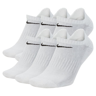 Nike Everyday Cushioned No-Show Training Socks 6-Pack with Dri-FIT technology, thick terry sole, and ribbed arch band for comfort and support