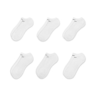 Nike Everyday Cushioned No-Show Training Socks 6-Pack with Dri-FIT technology, thick terry sole, and ribbed arch band for comfort and support