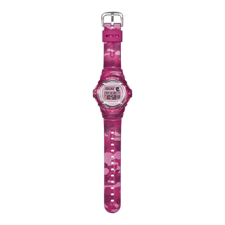 "G-Shock BABY-G BG169CM-4 Bold Camo Watch — compact round BG169 form with face protectors, colorful camo bezel and band with hidden G-mark, Y2K-style colors"