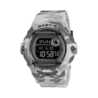 G-SHOCK BABY-G BG169CMB-8 Bold Camo watch — colorful Y2K camo resin case and band, compact round form, 200m water resistance, concealed G-mark