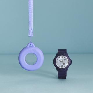 "G-Shock BABY-G+PLUS BGA15K-2A Convertible Watch — pastel matte finish, detachable charm in customizable silicone holder, shimmery dial with pop-inspired day display.