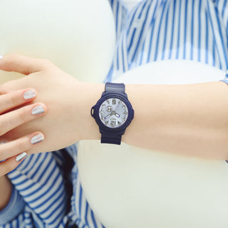 "G-Shock BABY-G+PLUS BGA15K-2A Convertible Watch — pastel matte finish, detachable charm in customizable silicone holder, shimmery dial with pop-inspired day display.