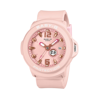 "G-Shock BABY-G+PLUS BGA15K-4A Convertible Watch — pastel matte finish, detachable charm in customizable silicone holder, shimmery dial with pop-inspired day display"