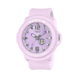 "G-Shock BABY-G+PLUS BGA15K-6A Convertible Watch — pastel matte finish, detachable charm in customizable silicone holder, shimmery dial with pop-inspired day display"