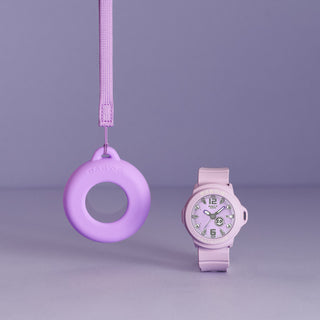 "G-Shock BABY-G+PLUS BGA15K-6A Convertible Watch — pastel matte finish, detachable charm in customizable silicone holder, shimmery dial with pop-inspired day display"